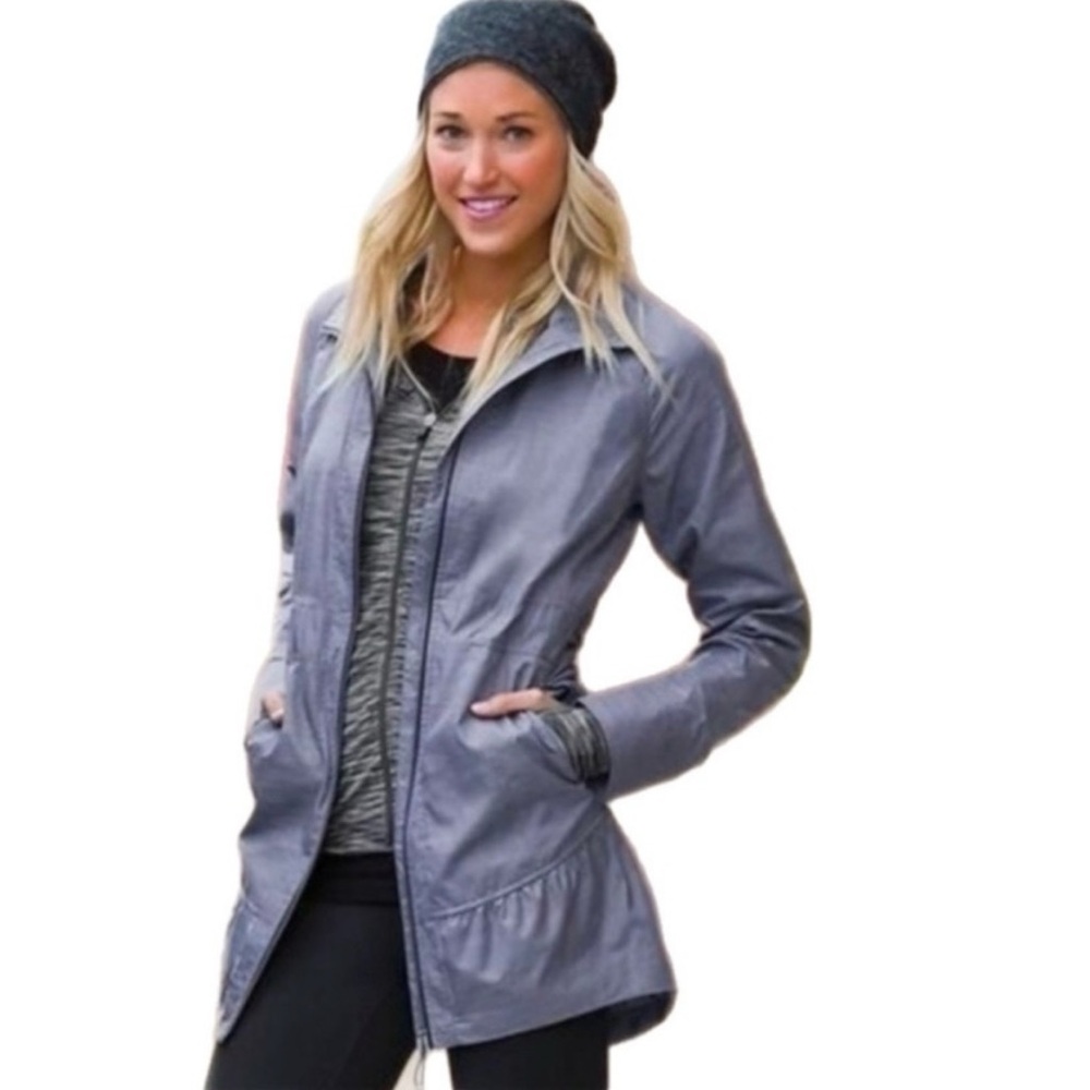 Athleta City Chic Utility Jacket Water Resistant Windbreaker Gray Athleisure XS